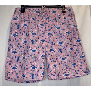 PETER MILLAR Seaside Collection Men’s Pink & Blue Lined Swim Trunks Pockets Sz M